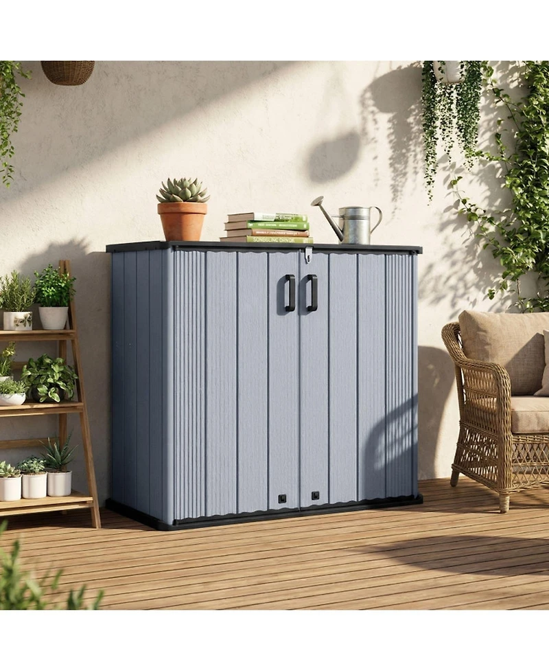Gouun All-Weather Outdoor Storage Cabinet with Floor and Removable Shelf