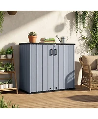 Gouun All-Weather Outdoor Storage Cabinet with Floor and Removable Shelf