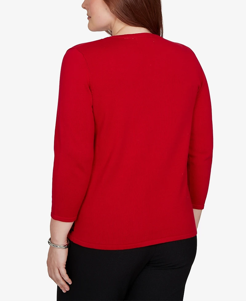 Alfred Dunner Women's Border Scroll Soutache Sweater