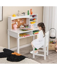 Gouun Kids Desk and Chair Set with Hutch and Bulletin Board
