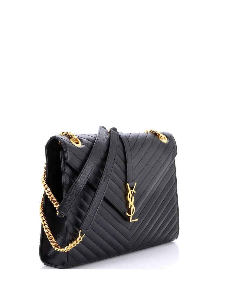 Pre-Owned Saint Laurent Large Classic Monogram Envelope Satchel Matelasse Chevron Leather