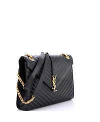 Pre-Owned Saint Laurent Large Classic Monogram Envelope Satchel Matelasse Chevron Leather