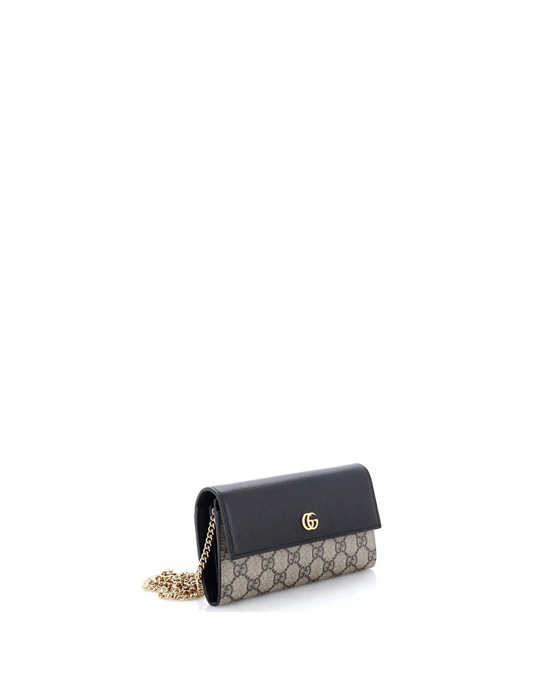 Pre-Owned Gucci Gg Marmont Continental Chain Wallet Gg Coated Canvas and Leather