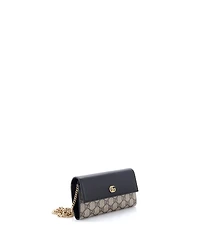 Pre-Owned Gucci Gg Marmont Continental Chain Wallet Gg Coated Canvas and Leather