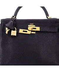 Pre-Owned HERMES Kelly 28 Handbag Black Togo with Gold Hardware