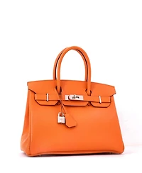 Pre-Owned HERMES Birkin 30 Handbag Orange Epsom with Palladium Hardware