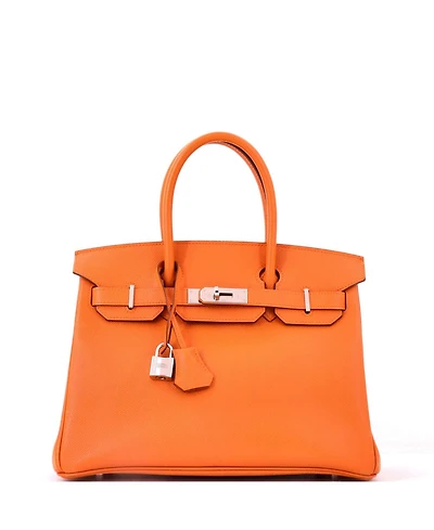 Pre-Owned HERMES Birkin 30 Handbag Orange Epsom with Palladium Hardware