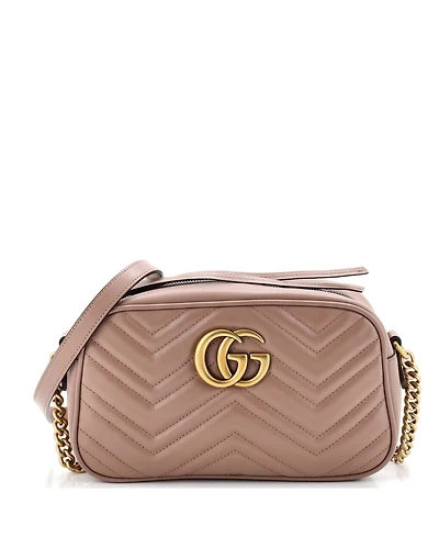 Pre-Owned Gucci Small Gg Marmont Shoulder Bag Matelasse Leather