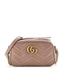 Pre-Owned Gucci Small Gg Marmont Shoulder Bag Matelasse Leather