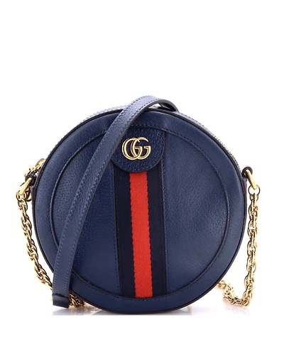 Pre-Owned Gucci Mini Ophidia Round Shoulder Bag Leather