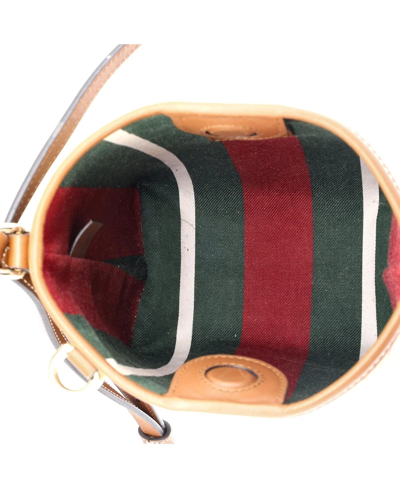 Pre-Owned Gucci Nano Gg Emblem Bucket Bag Gg Coated Canvas
