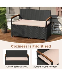 Slickblue Patio Storage Bench with Cushion and Deck Box Compartment
