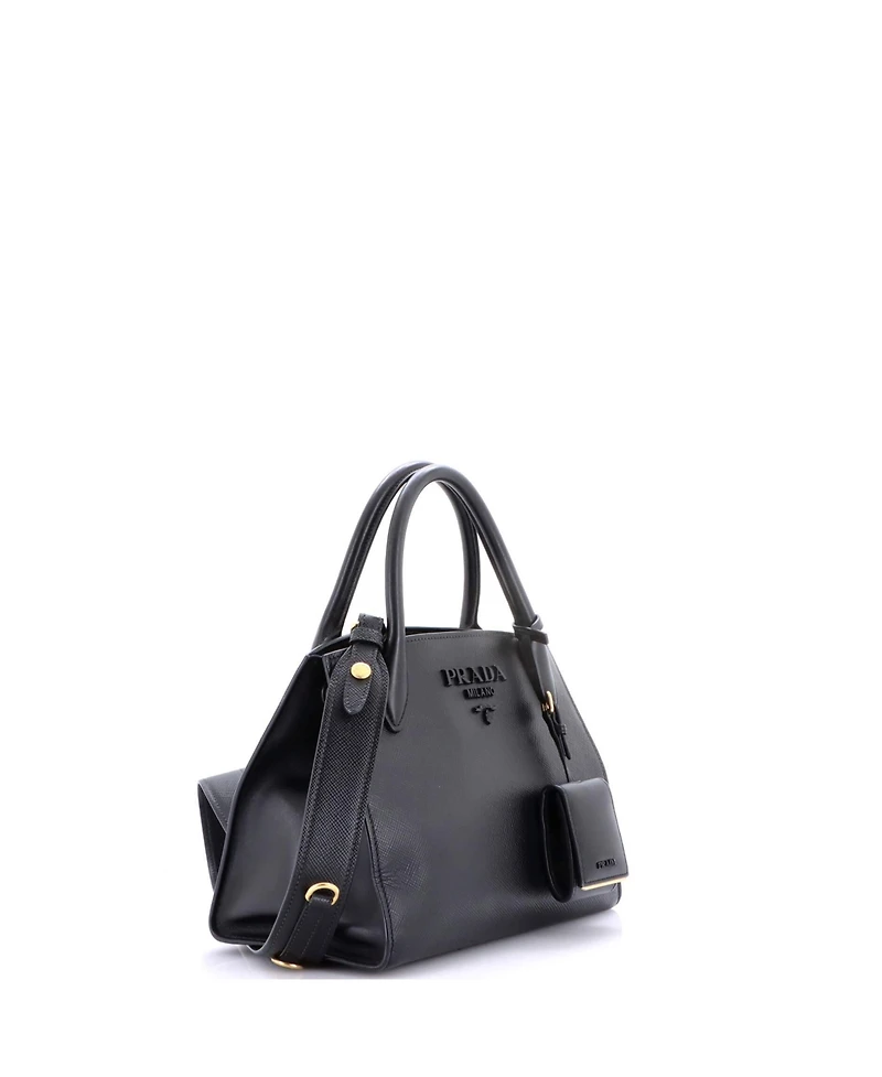 Pre-Owned Prada Small Monochrome Tote Saffiano with City Calf