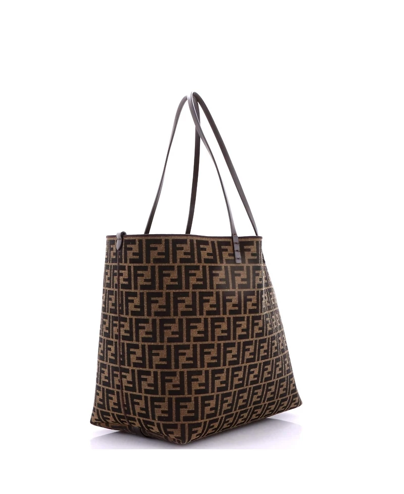 Pre-Owned Fendi Medium Reversible Roll Tote Pequin and Zucca Canvas