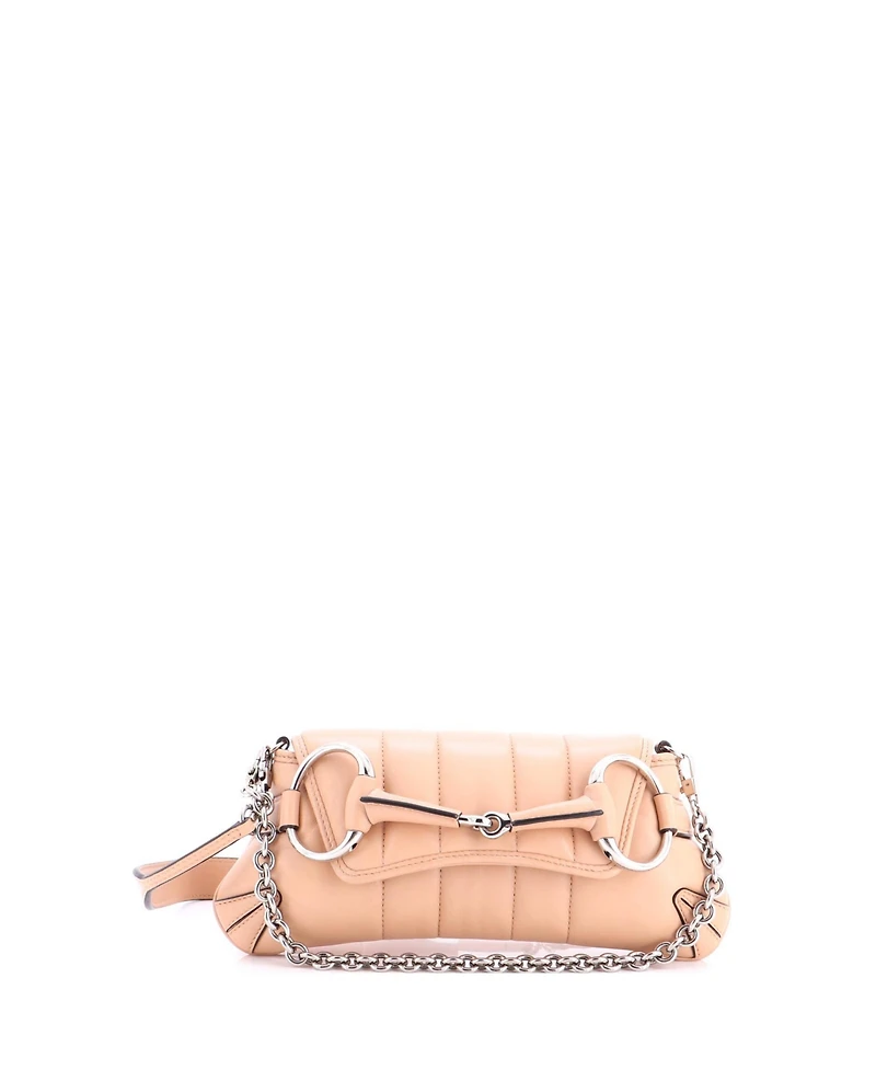 Pre-Owned Gucci Small Horsebit Chain Shoulder Bag Vertical Quilted Leather