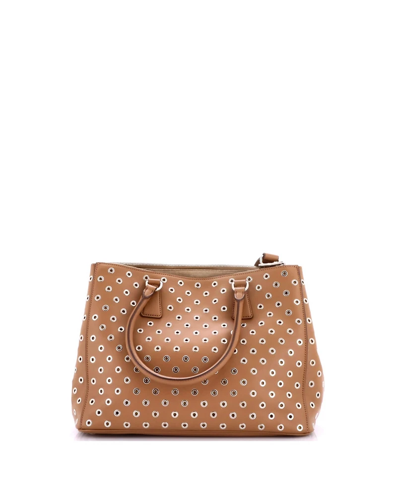 Pre-Owned Prada Medium Grommet Galleria Double Zip Tote City Calfskin