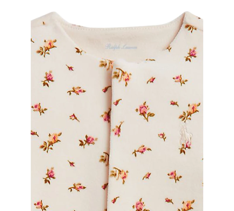 Polo Ralph Lauren Baby Girls' Floral Velour Footed Coverall