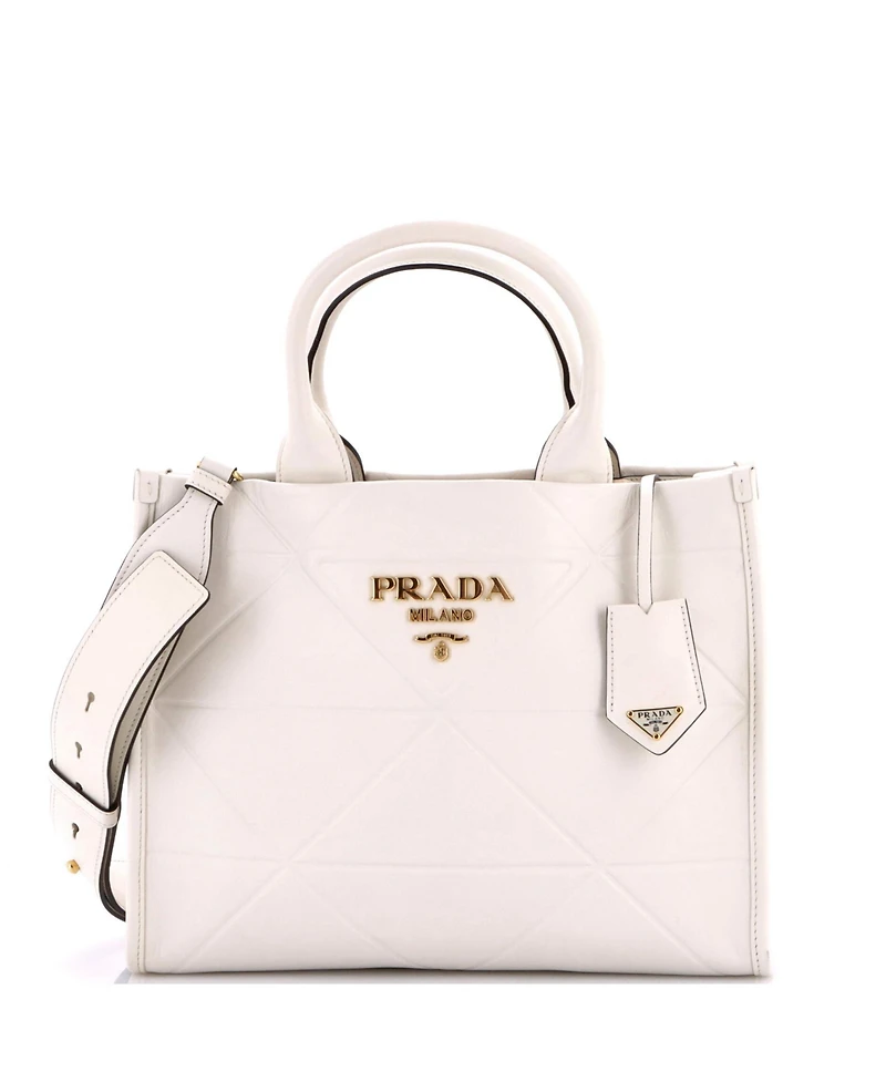 Pre-Owned Prada Small Symbole Shopper Tote Embossed Leather