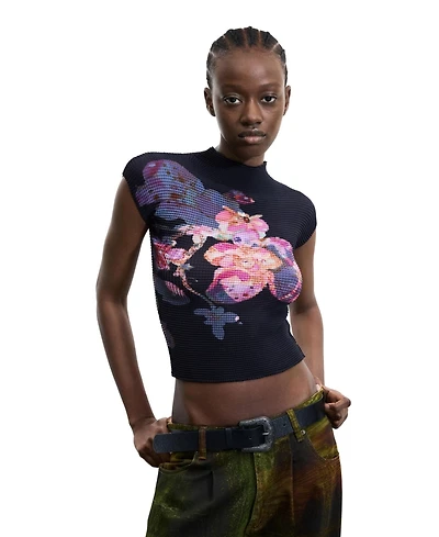 Desigual Women's Printed High Neck Blouse