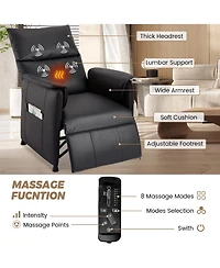 homfan Pu Leather Electric Recliner Sleeper Chair with Massage & Heat, Adjustable Sofa Bed with Remote for Living Room, Office & Home Theater