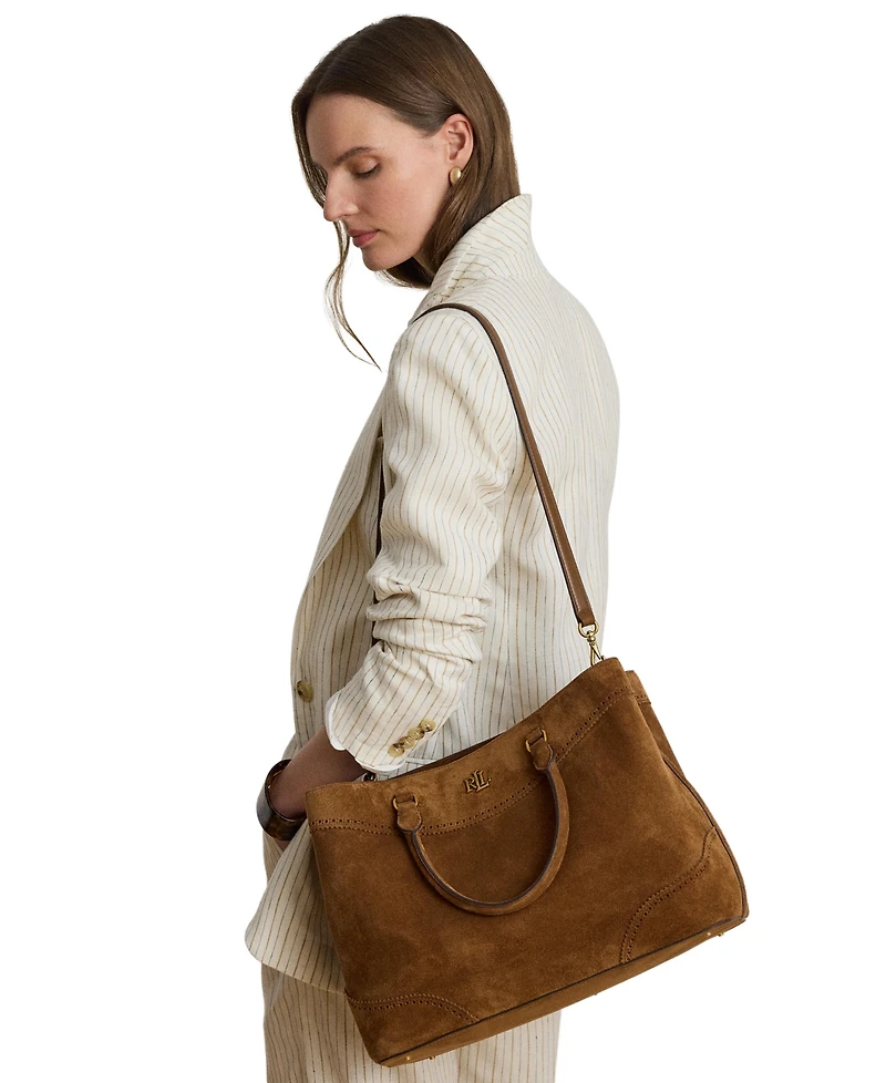 Lauren Ralph Suede Marcy Large Satchel Handbag