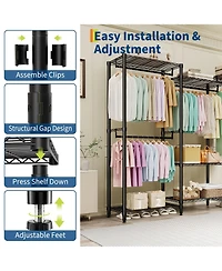 homfan Heavy Duty Armorie, 76 Inch Metal Storage Wardrobe with Adjustable Shelves and 4 Hanging Rods for Bedroom or Closet