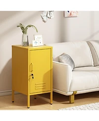 homfan Modern Metal Storage Locker Cabinet – Lockable Single Door, 2 Adjustable Shelves, Anti-Tilt Safety, Multi-Use for Bedroom or Living Room