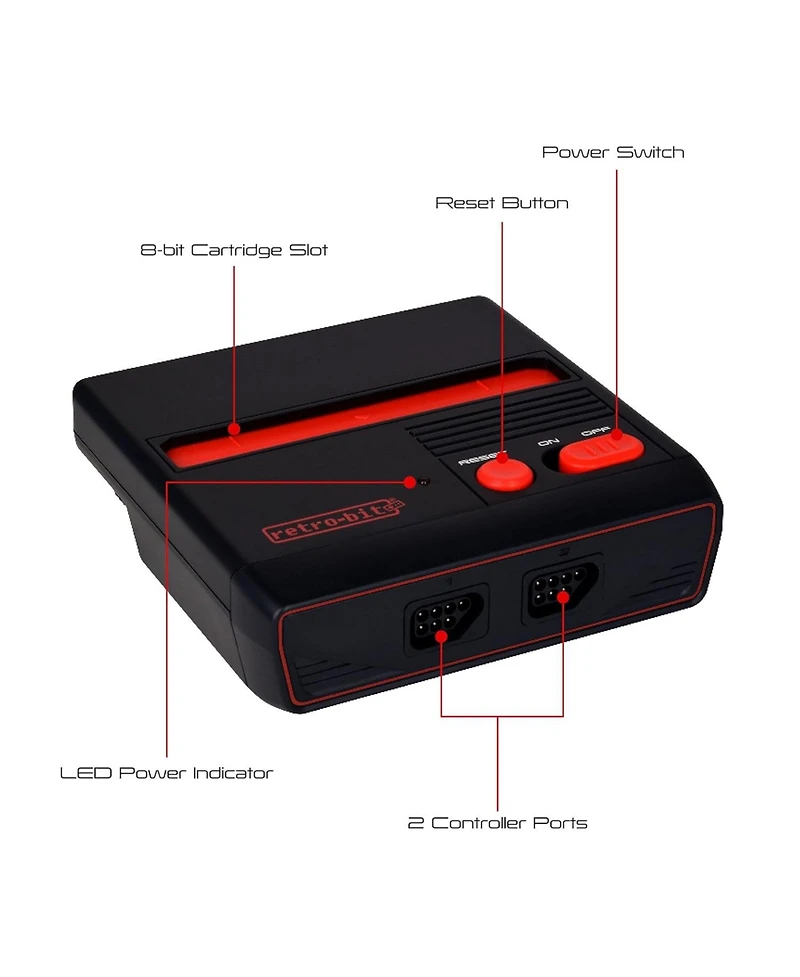Retro-Bit Res Plus Nes 8-Bit Console with Hdmi Port - Red/Black