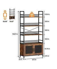 homfan Industrial 4-Tier Bookshelf with 2 Drawers, Tall Bookcase for Living Room, Bedroom and Home Office