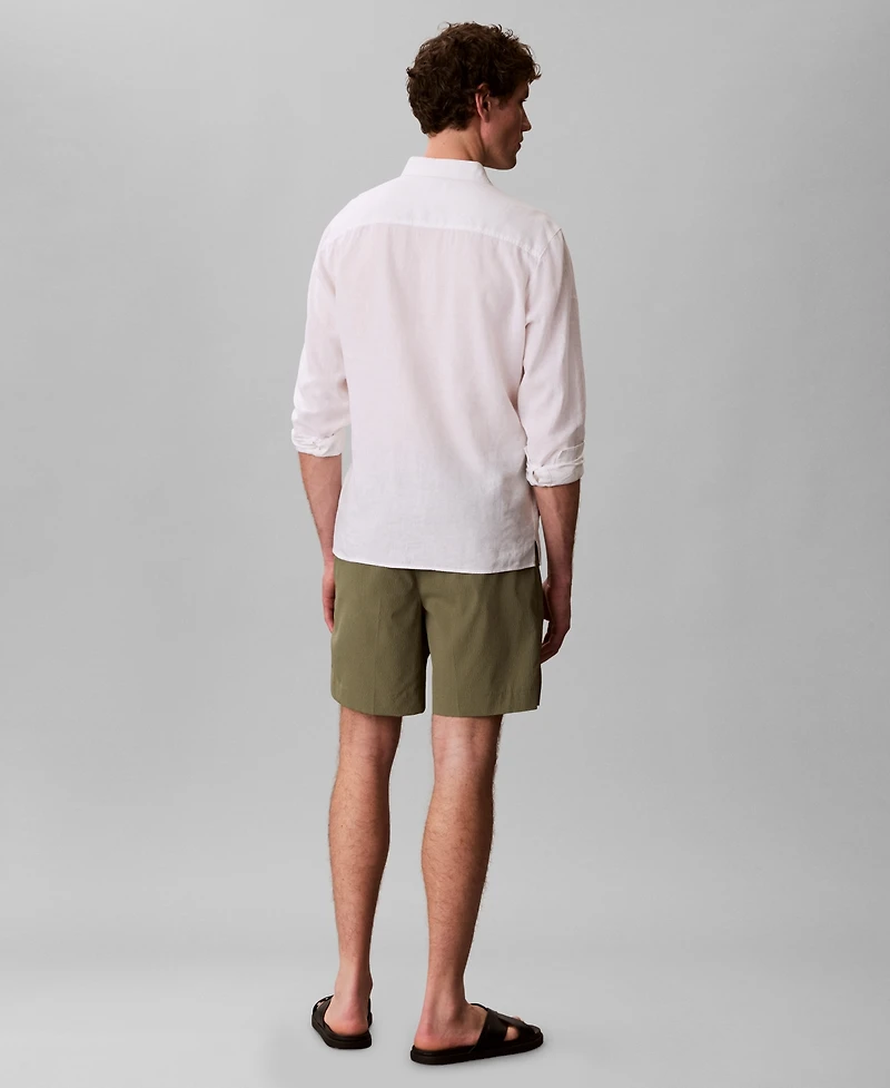 Calvin Klein Men's Straight Seersucker Elastic 7" Shorts