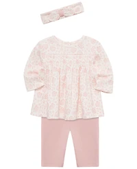 Little Me Baby Girls' Stencil Tunic Top, Leggings and Headband, 3-Piece Set