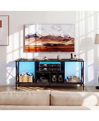 Slickblue Modern Tv Stand with Led Lights and Integrated Power Outlets