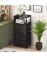 Slickblue Modern Nightstand 34" with Charging Station and Storage