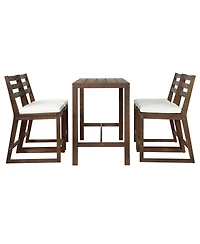 Asagikoiai 5-Piece Outdoor Bar Height Dining Set with Acacia Wood Table and 4 Cushioned Chairs