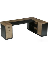 Tribesigns 86.6" L-Shaped Executive Desk: Large computer desk with drawers and storage cabinet. Modern workstation for home office