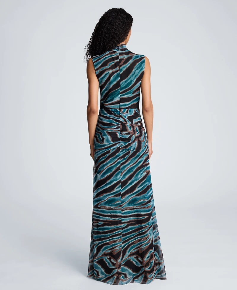 Kenneth Cole Women's Mock Neck Sleeveless Pleated Maxi Dress