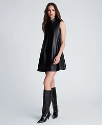 Kenneth Cole Women's Sleeveless Banded Collar Swing Mini Shirt Dress
