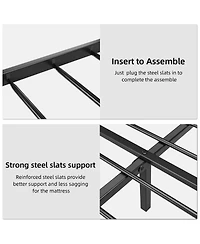 homfan Modern Faux Leather Upholstered Platform Bed, Metal Steel Slats Construction, Underbed Storage Space, Optional Box Spring, Easy Assembly