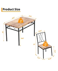 homfan Engineered Wood and Steel Dining Set, Ergonomic Padded Chairs, Space-Saving Easy-Clean Home Kitchen Furniture