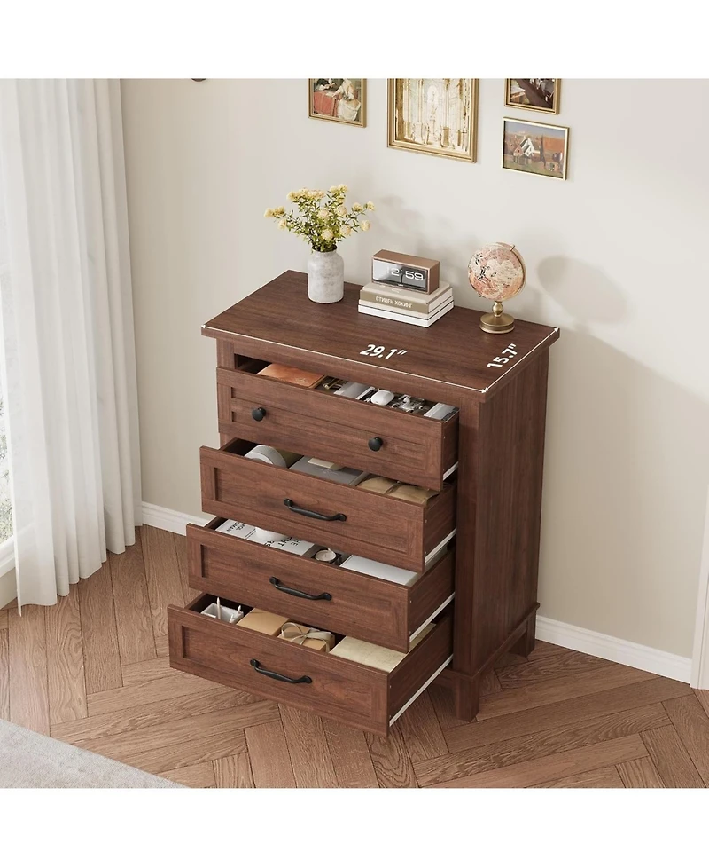 homfan 4-Drawer Storage Cabinet 34.8" Tall Vertical Chest for Bedroom or Living Room