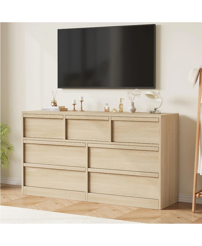 homfan 7 Drawer Dresser for Bedroom, Modern Wooden Chest, Spacious Organizer Living Room, Nursery, Entryway, Hallway, Closet, Bedroom