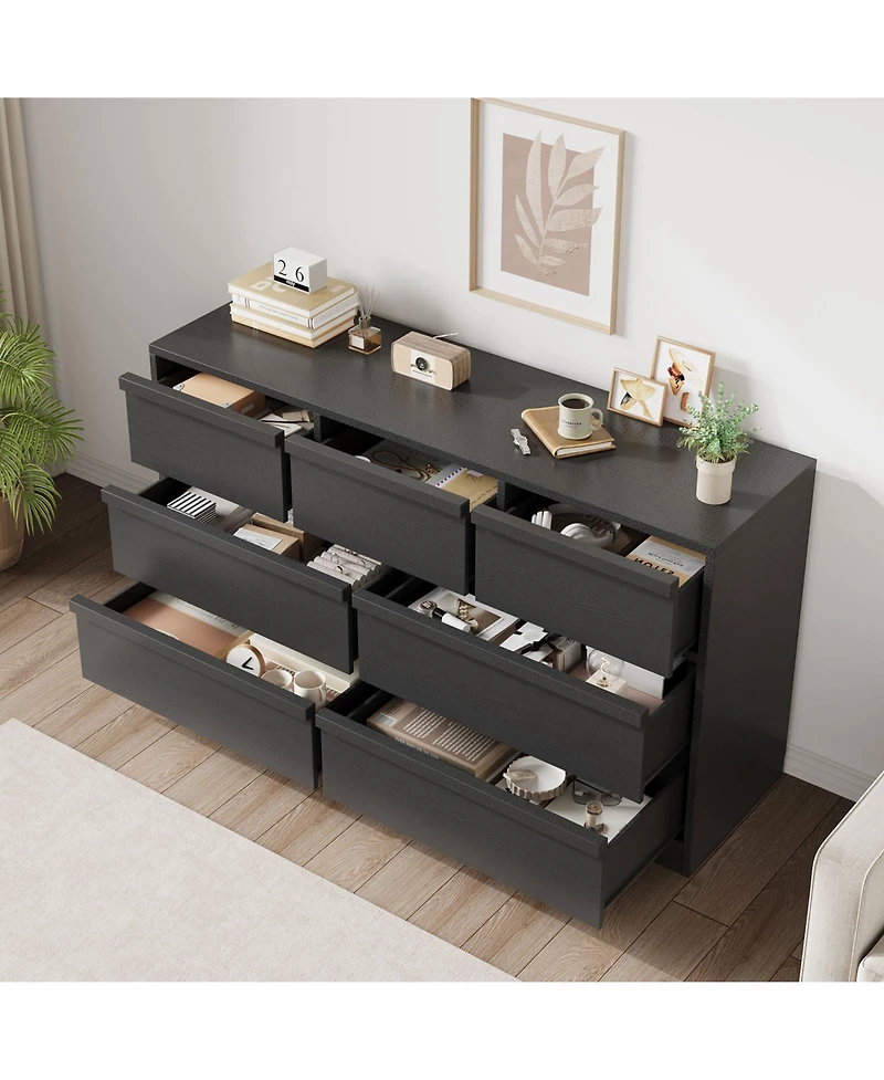 homfan 7 Drawer Dresser for Bedroom, Modern Wooden Chest, Spacious Organizer Living Room, Nursery, Entryway, Hallway, Closet, Bedroom