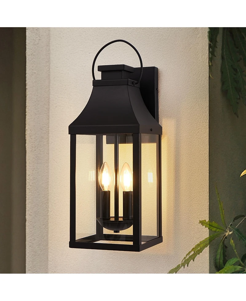 Midola 20" Outdoor Wall Light, Porch Light Outdoor Wall Sconce Lantern, 2-Light Modern Exterior Lighting Fixture Wall Mount for House Garage