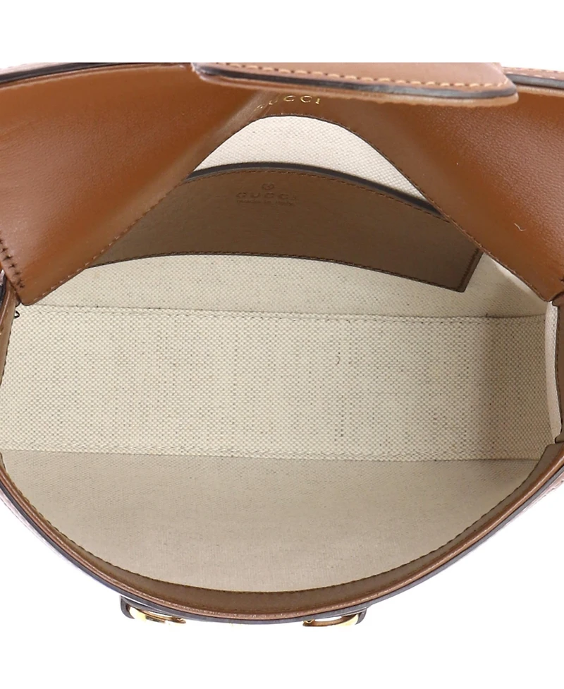 Pre-Owned Gucci Mini Horsebit 1955 Shoulder Bag Gg Coated Canvas with Leather