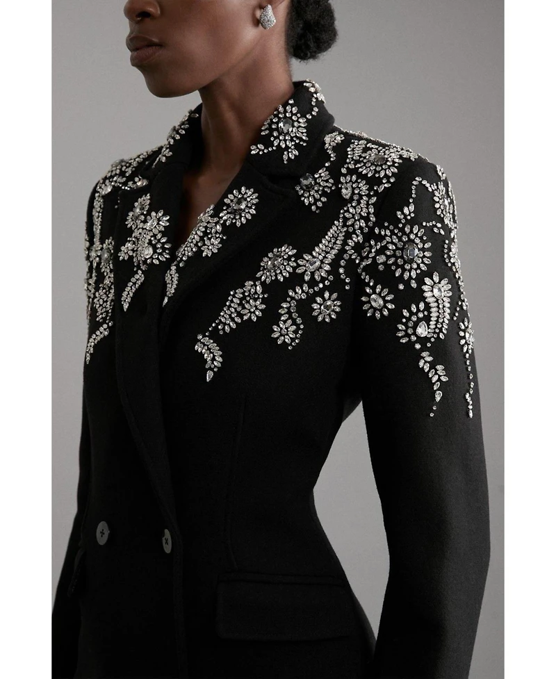 Karen Millen Women's Tailored Wool Double Breasted Midi Coat