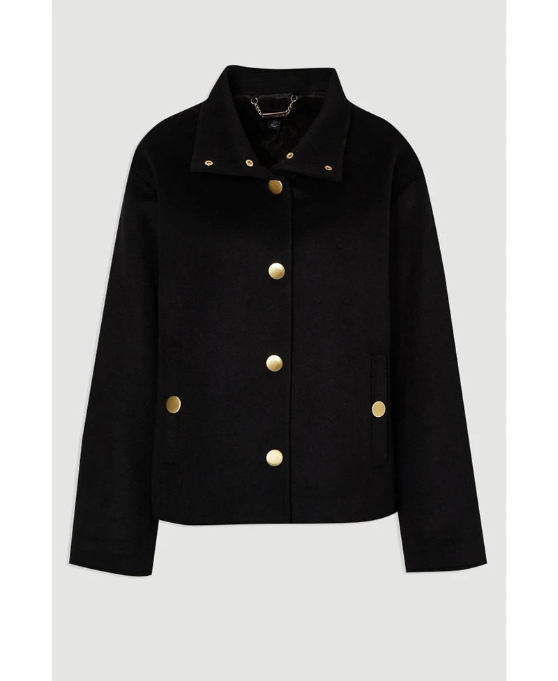 Karen Millen Women's Brushed Wool Funnel Neck Tailored Coat