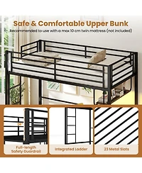 Slickblue Functional Twin Loft Bed with Desk, Led Lighting, and Built-In Charging