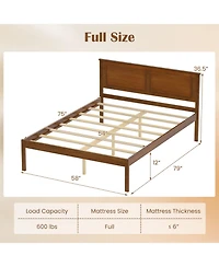 Slickblue Wooden Farmhouse Bed Frame with Platform and Headboard