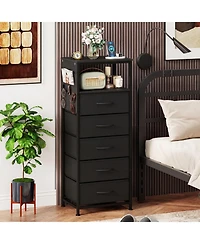 Slickblue Modern Nightstand 39" with Charging Station and Storage Shelf