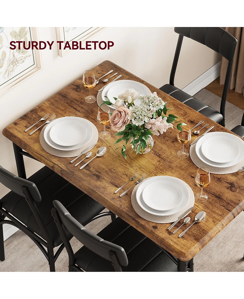 homfan Padded Upholstered Dining Chair Set, Stable Steel and Engineered Wood Structure, Space Saving Easy Clean Home Dining Furniture